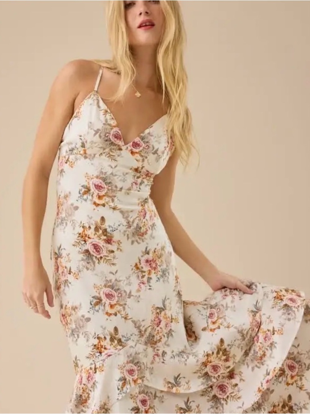 Altar'd State Cream Floral High-Low Maxi Dress - Picture 3 of 11